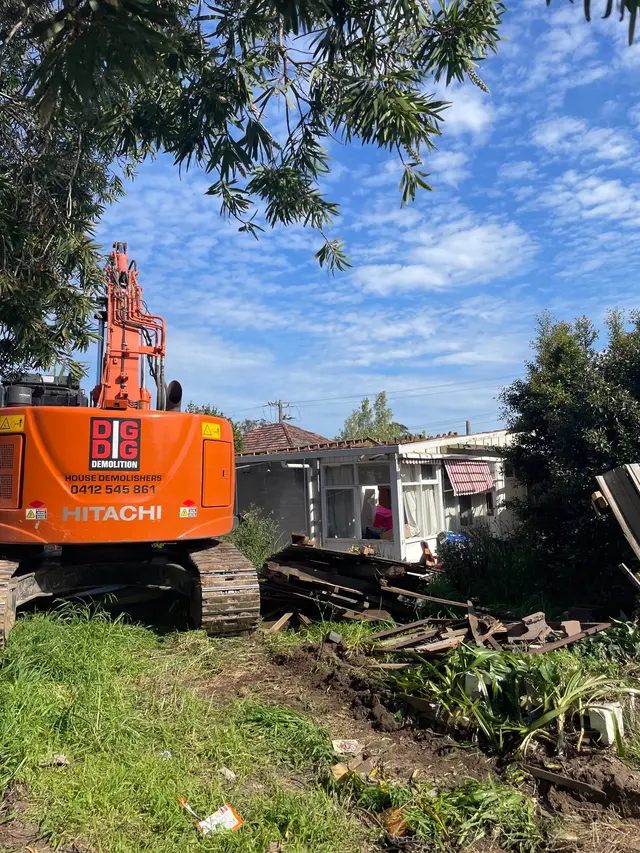 Brick veneer house demolition in Clayton: during demolition (photo 2)